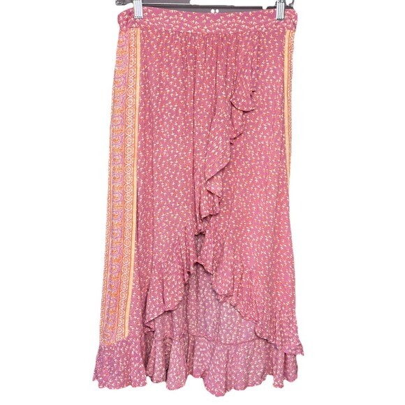 Patrons of Peace BoHo Skirt Asymmetrical Women’s Size Medium Pink Ruffles - Picture 1 of 7